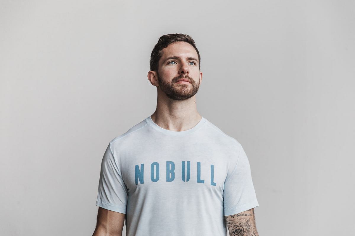 Nobull Men\'s T Shirts Blue | Australia (WJ1235)